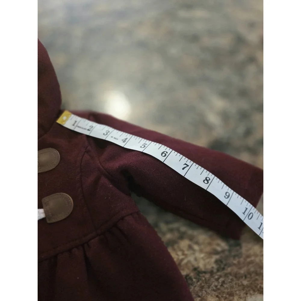 BABY GIRLS 3-6 MONTHS OLD NAVY BURGUNDY RED LINED HOODED WINTER COAT
